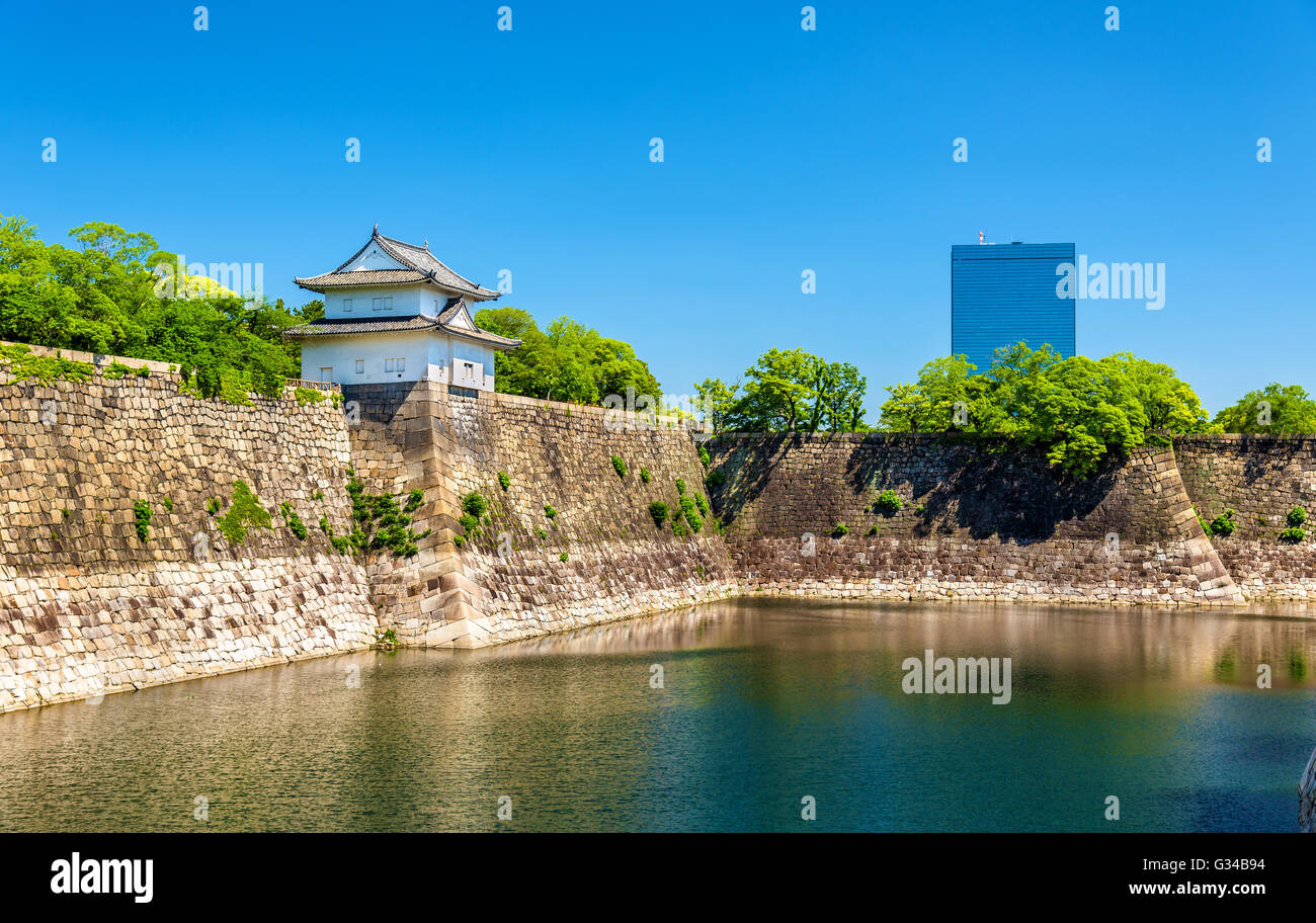 Moat of Osaka Castle in Japan Stock Photo