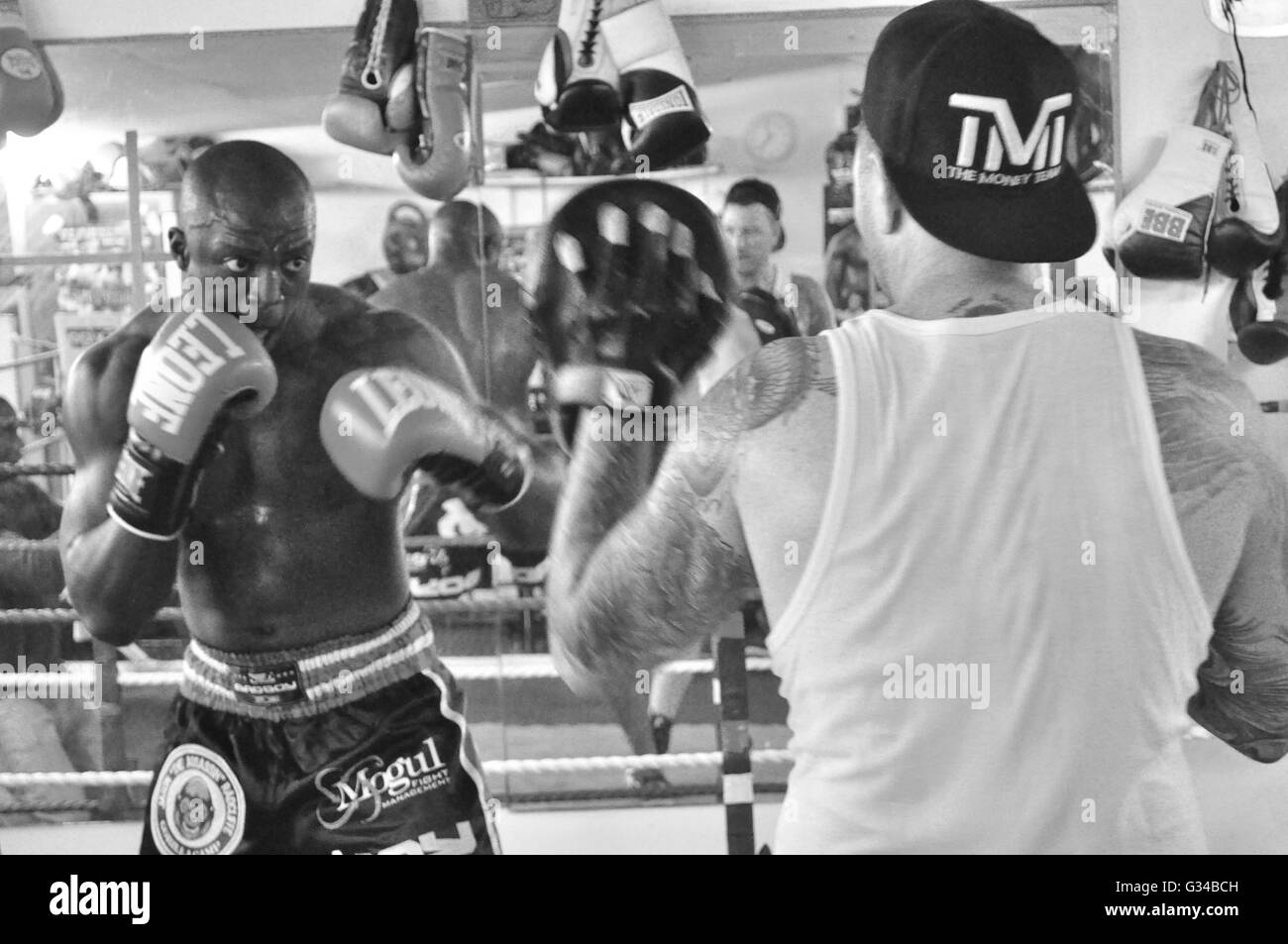 Jason Radcliffe training at RJ's private gym taking his boxing skills to another level Stock Photo