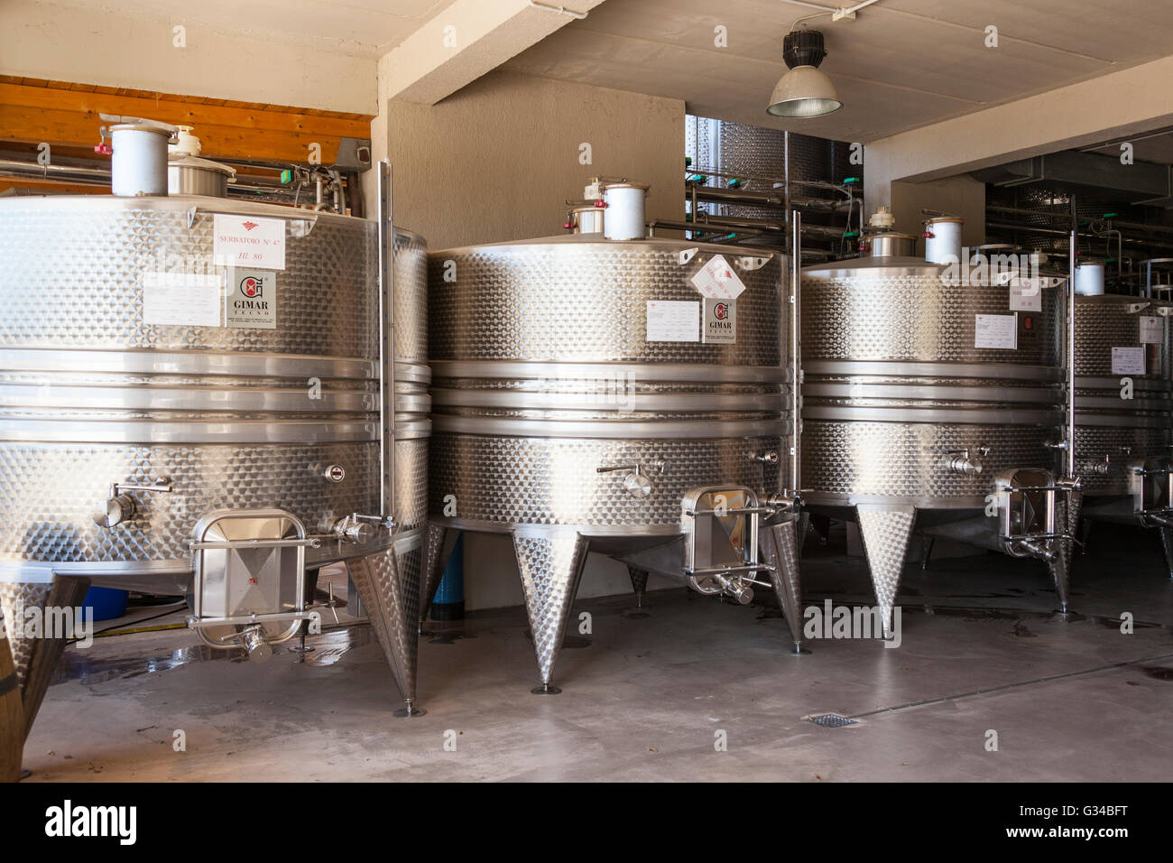 Wine storage vats, Vigne Surrau, Surrau Vineyard, Arzachena, Sardinia, Italy Stock Photo