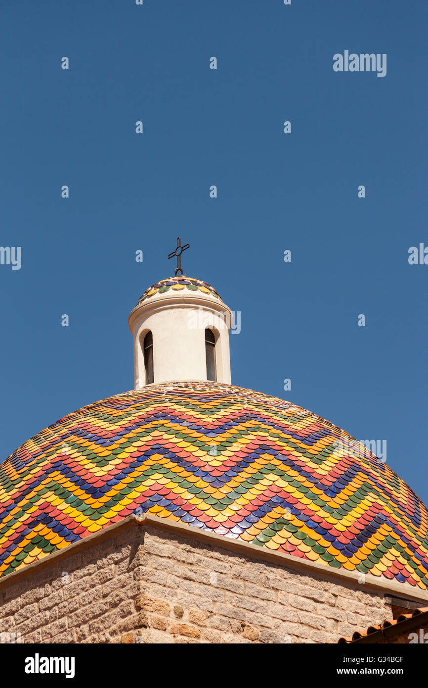Colourful dome of Chiesa Di San Paolo, Saint Paul’s Church, Olbia