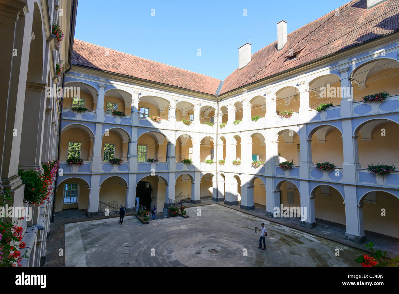 Lipizzaner stud Piber: castle patio, Austria, Steiermark, Styria, Südwest-Steiermark, Köflach Stock Photo