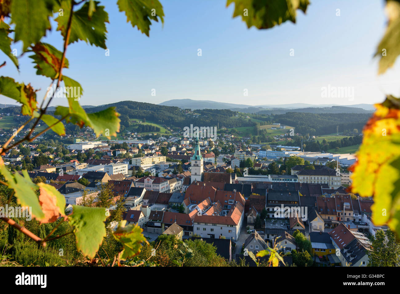 Overlooking the center of Voitsberg, Austria, Steiermark, Styria, Südwest-Steiermark, Voitsberg Stock Photo