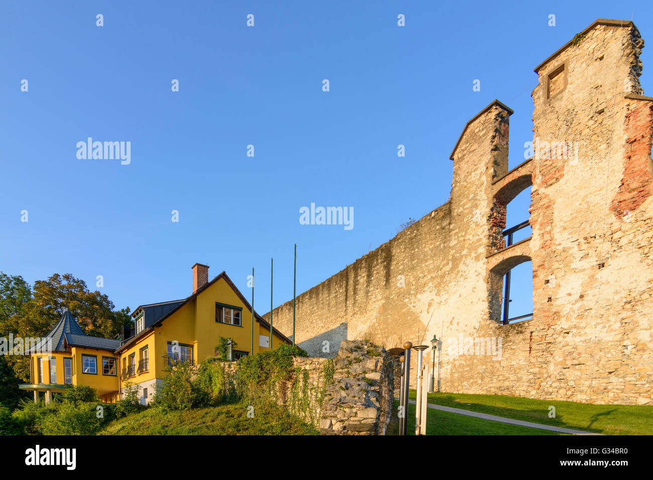 castle ruin Obervoitsberg, castle restaurant, Austria, Steiermark, Styria, Südwest-Steiermark, Voitsberg Stock Photo