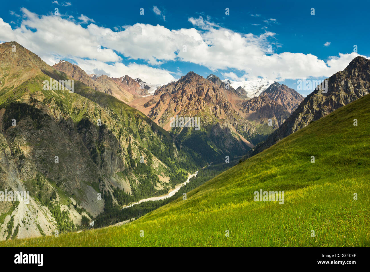 landscape river mountain and cloudy sky Stock Photo - Alamy