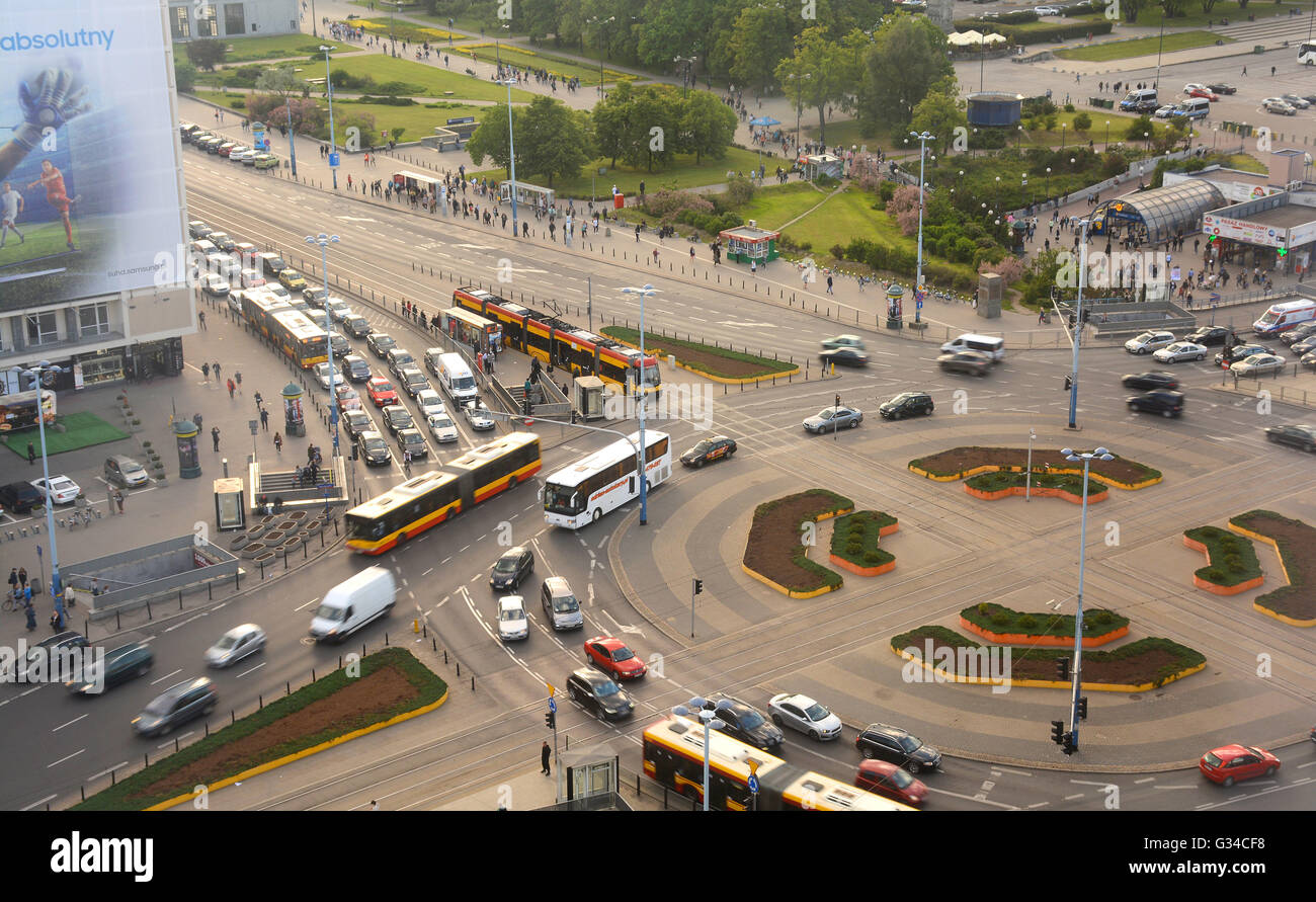 aerial view on traffic Warsaw Poland Stock Photo