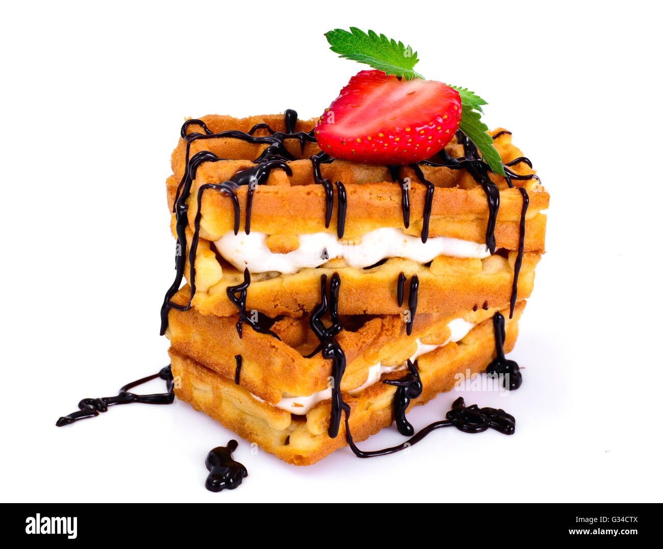 Vienna, Belgian Waffles with Strawberry and Mint Stock Photo Alamy