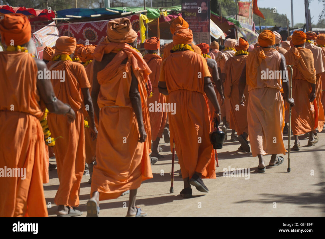 Hindu Sadhus With Dreadlocks And Saffron Clothing At Simhastha Maha