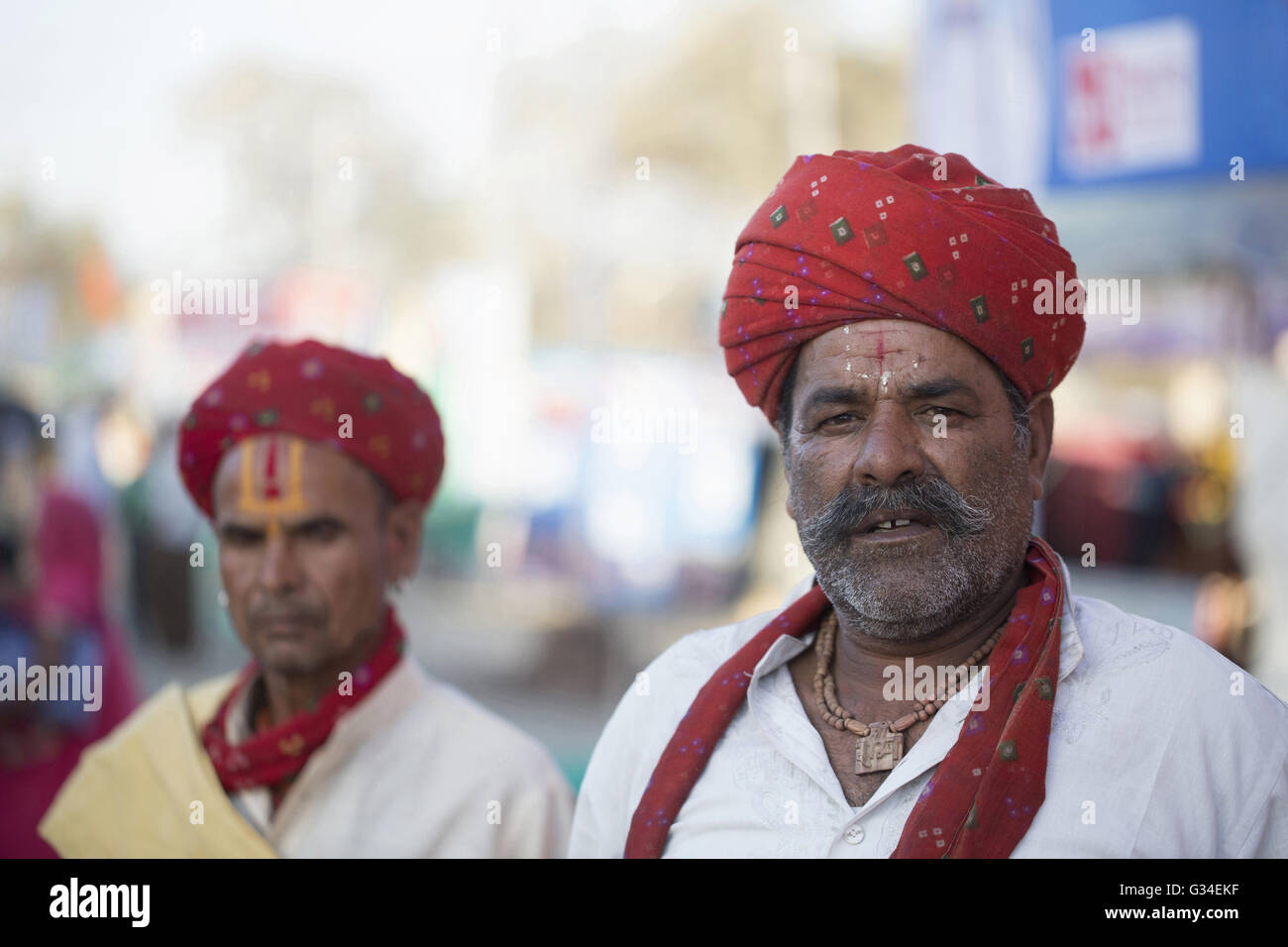 Sadhu in white colored clothing and matted hair. Kumbh Mela 2016. Ujjain, Madhya Pradesh, India Stock Photo