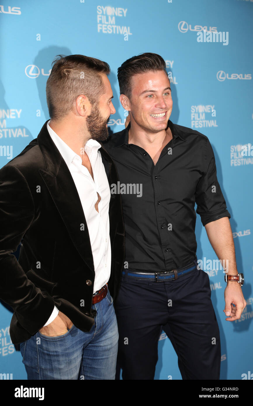 Sydney, Australia. 8 June 2016. Celebrities and VIPs arrived on the red carpet at the 63rd Sydney Film Festival Opening Night Gala World Premiere of Goldstone at the State Theatre, 49 Market Street, Sydney. Pictured: Daniel MacPherson and James Tobin. Credit:  Richard Milnes/Alamy Live News Stock Photo