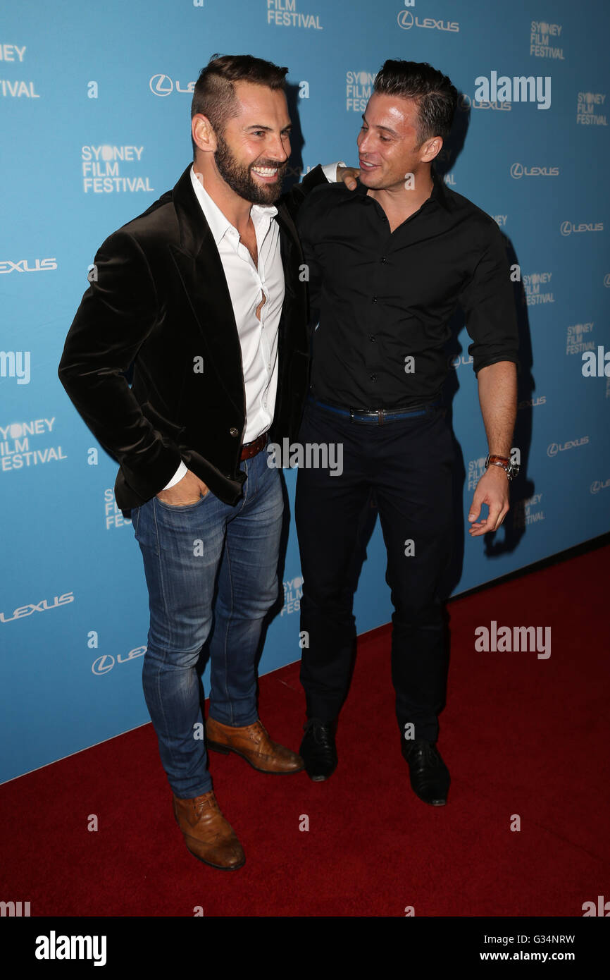 Sydney, Australia. 8 June 2016. Celebrities and VIPs arrived on the red carpet at the 63rd Sydney Film Festival Opening Night Gala World Premiere of Goldstone at the State Theatre, 49 Market Street, Sydney. Pictured: Daniel MacPherson and James Tobin. Credit:  Richard Milnes/Alamy Live News Stock Photo