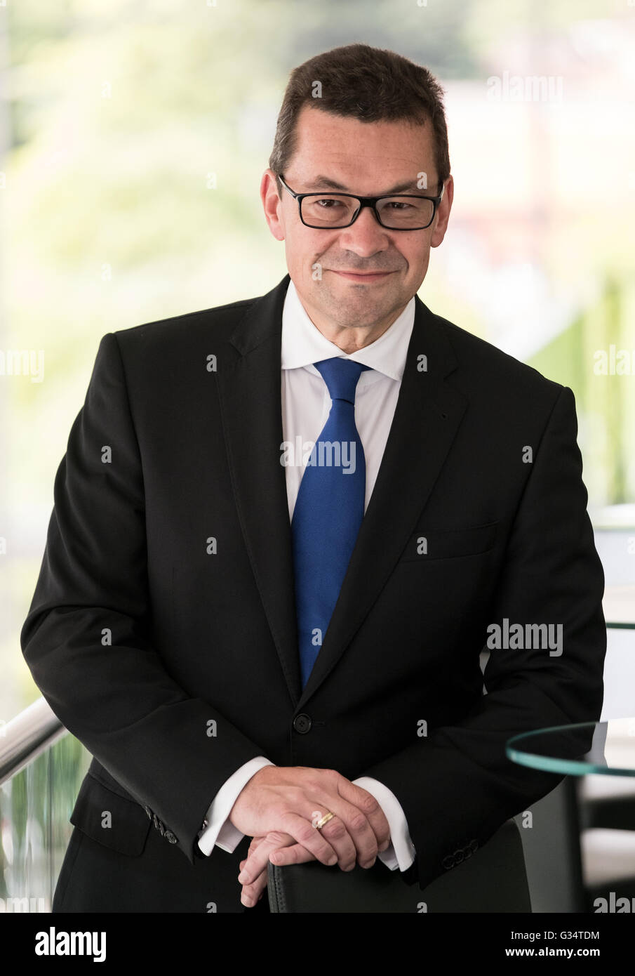 Wolfenbuettel, Germany. 07th June, 2016. Paolo Dell Antonio, spokesman of the Mast-Jaegermeister AG board, poses at the corporate headquarters of the liquor company in Wolfenbuettel, Germany, 07 June 2016. Photo: PETER STEFFEN/dpa/Alamy Live News Stock Photo