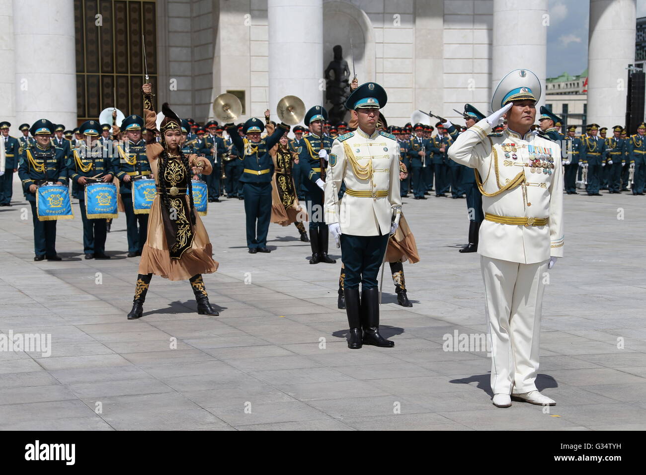 ASTANA, KAZAKHSTAN - JUNE 8, 2016: A Kazakh military bank ...