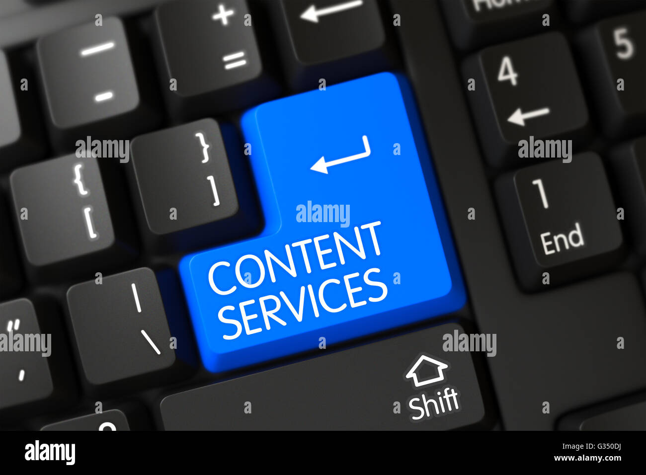 Blue Content Services Keypad on Keyboard Stock Photo - Alamy
