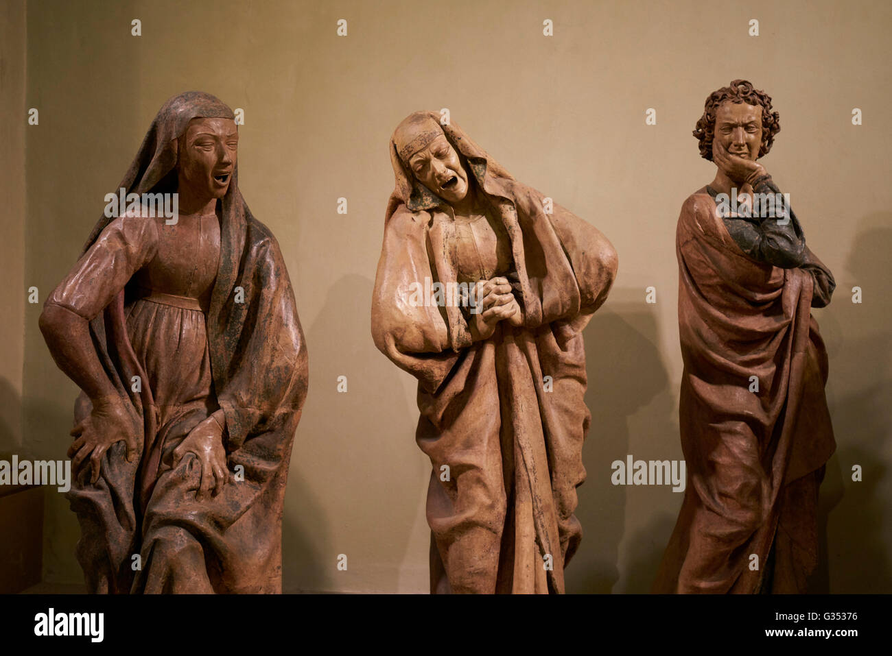 Terracotta statues by Early Renaissance sculptor Niccolo dell'Arca, in Sanctuary of Santa Maria della Vita, Bologna Italy. Stock Photo