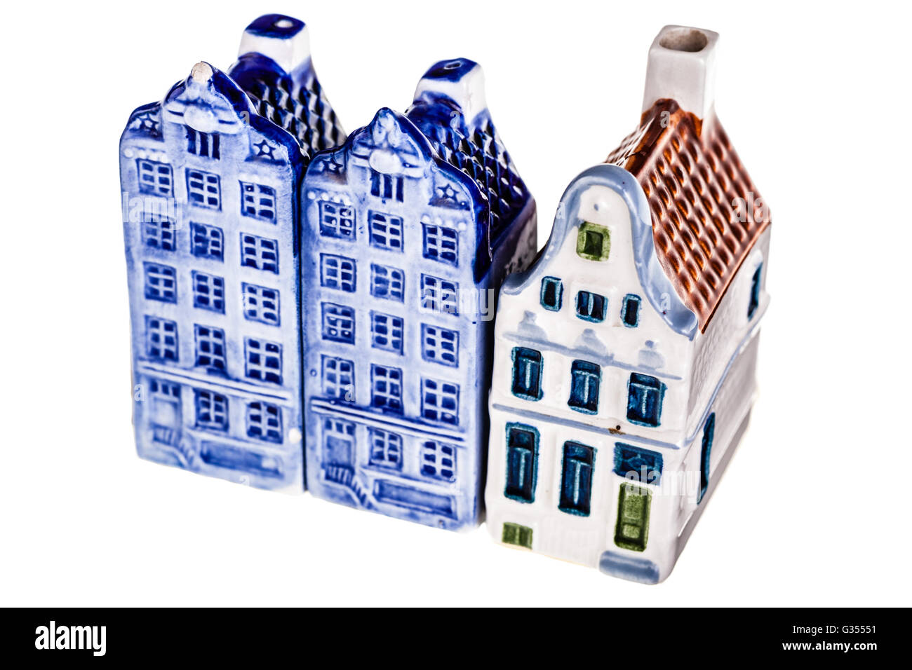 porcelain dutch canal house model isolated over a white background Stock Photo