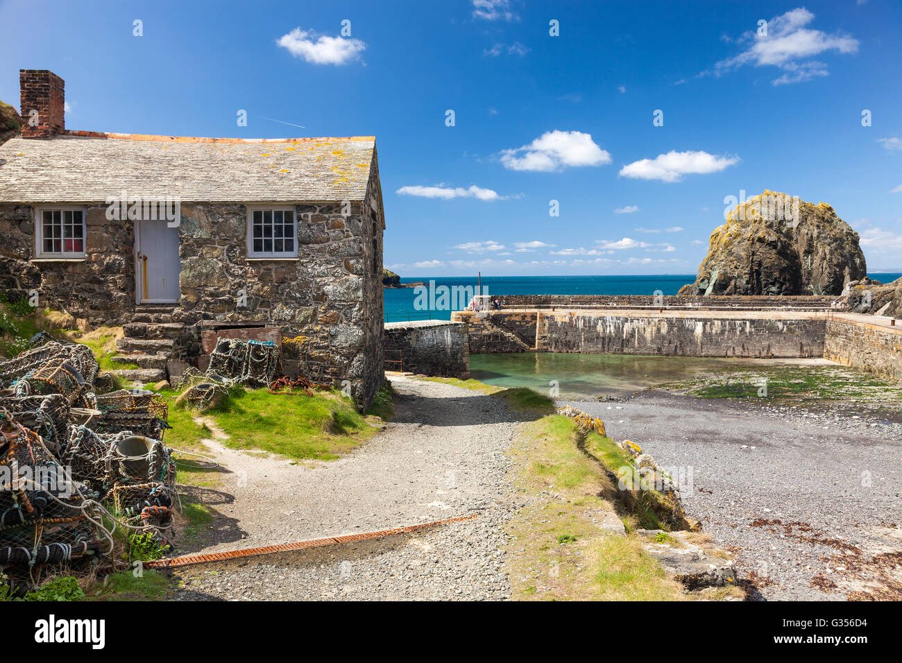 Historic harbour at Mullion Cove in Mounts Bay Cornwall England UK