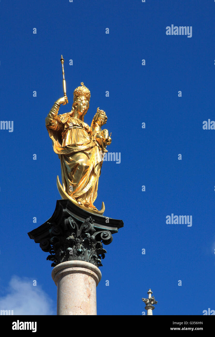 Germany, Bavaria, Munich, Marienplatz, Mary's Column, Stock Photo