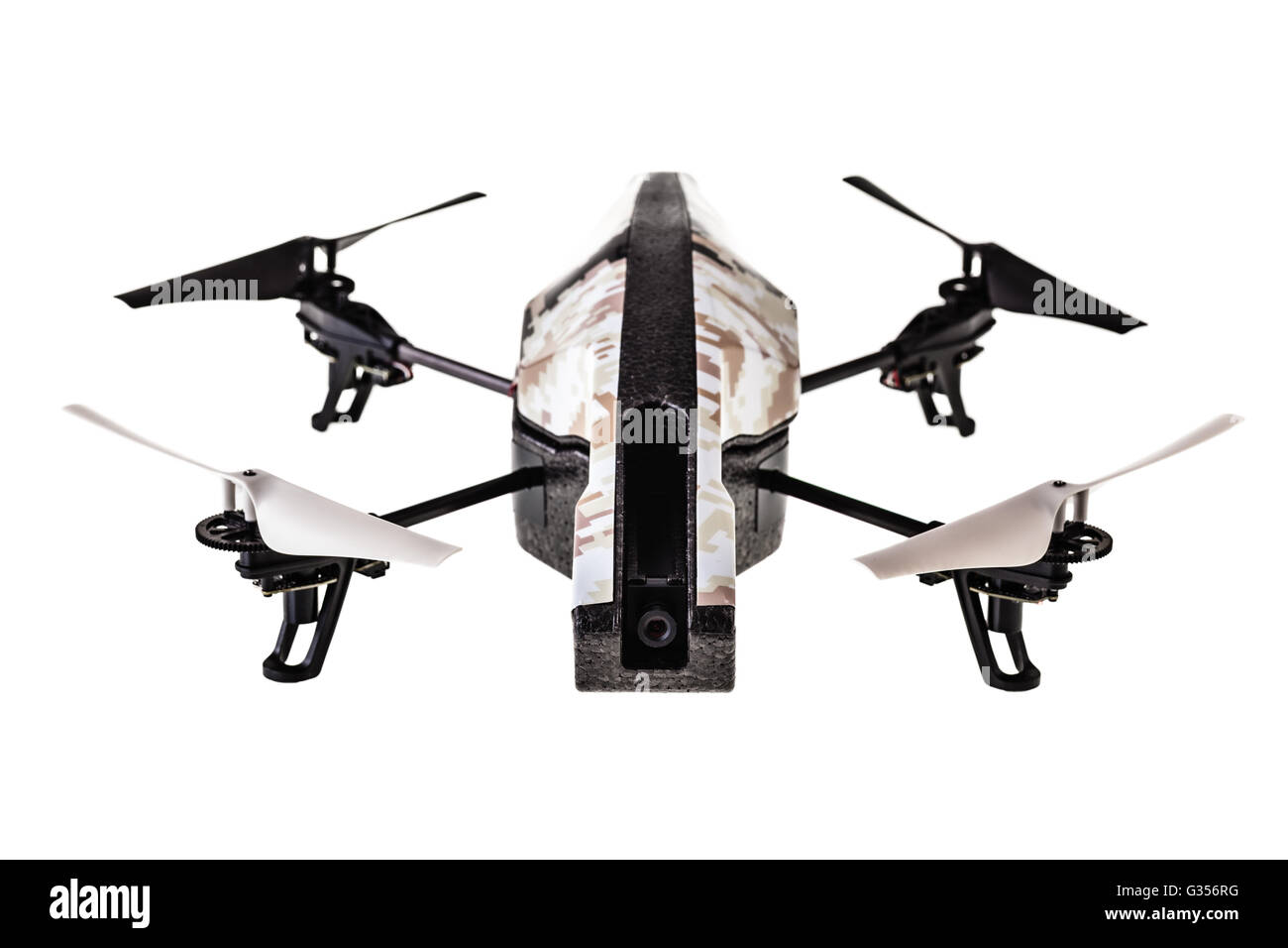 a quad copter spy drone isolated over a white background Stock Photo Alamy