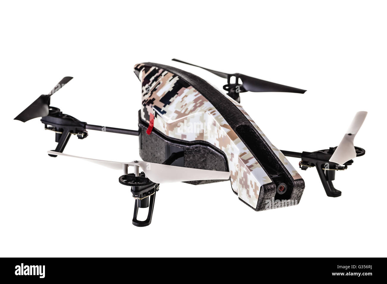a quad copter spy drone isolated over a white background Stock Photo Alamy