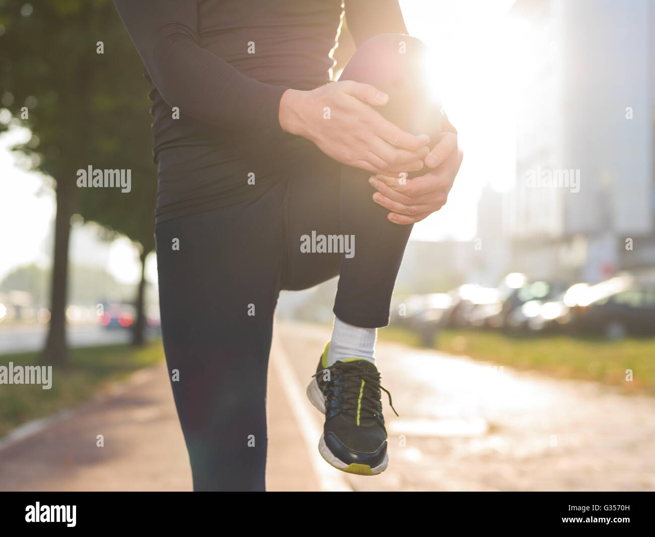 Happy man stretching in hi-res stock photography and images - Alamy