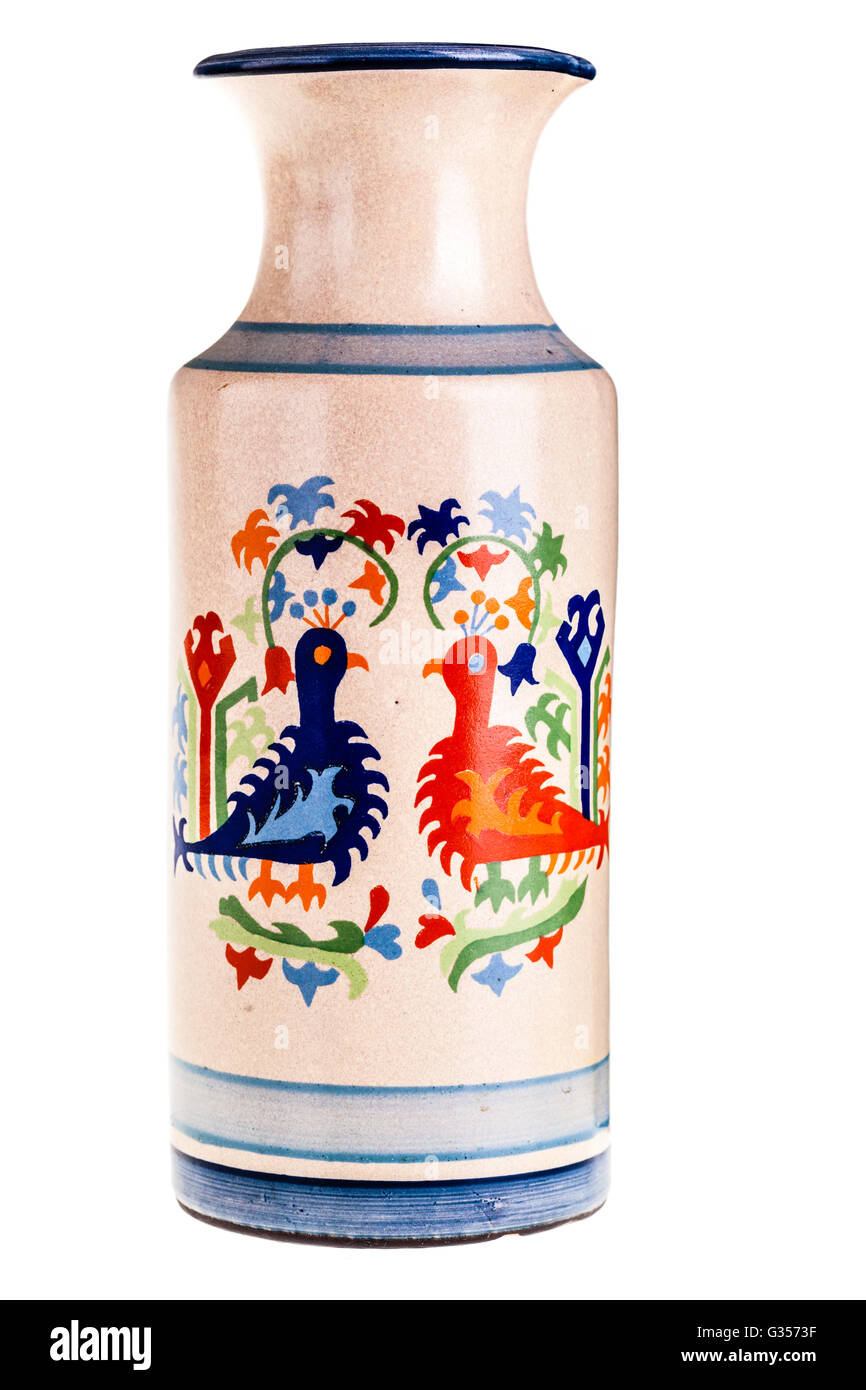 an old painted vase isolated over a white background Stock Photo - Alamy