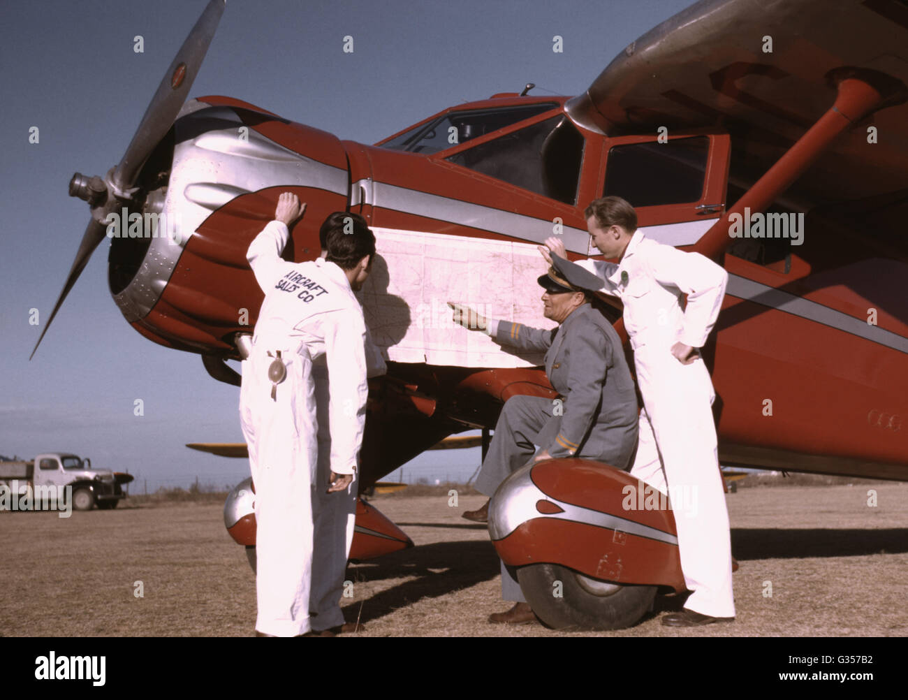 Instructor and Students Studying Map, Meacham Field, Fort Worth, Texas ...
