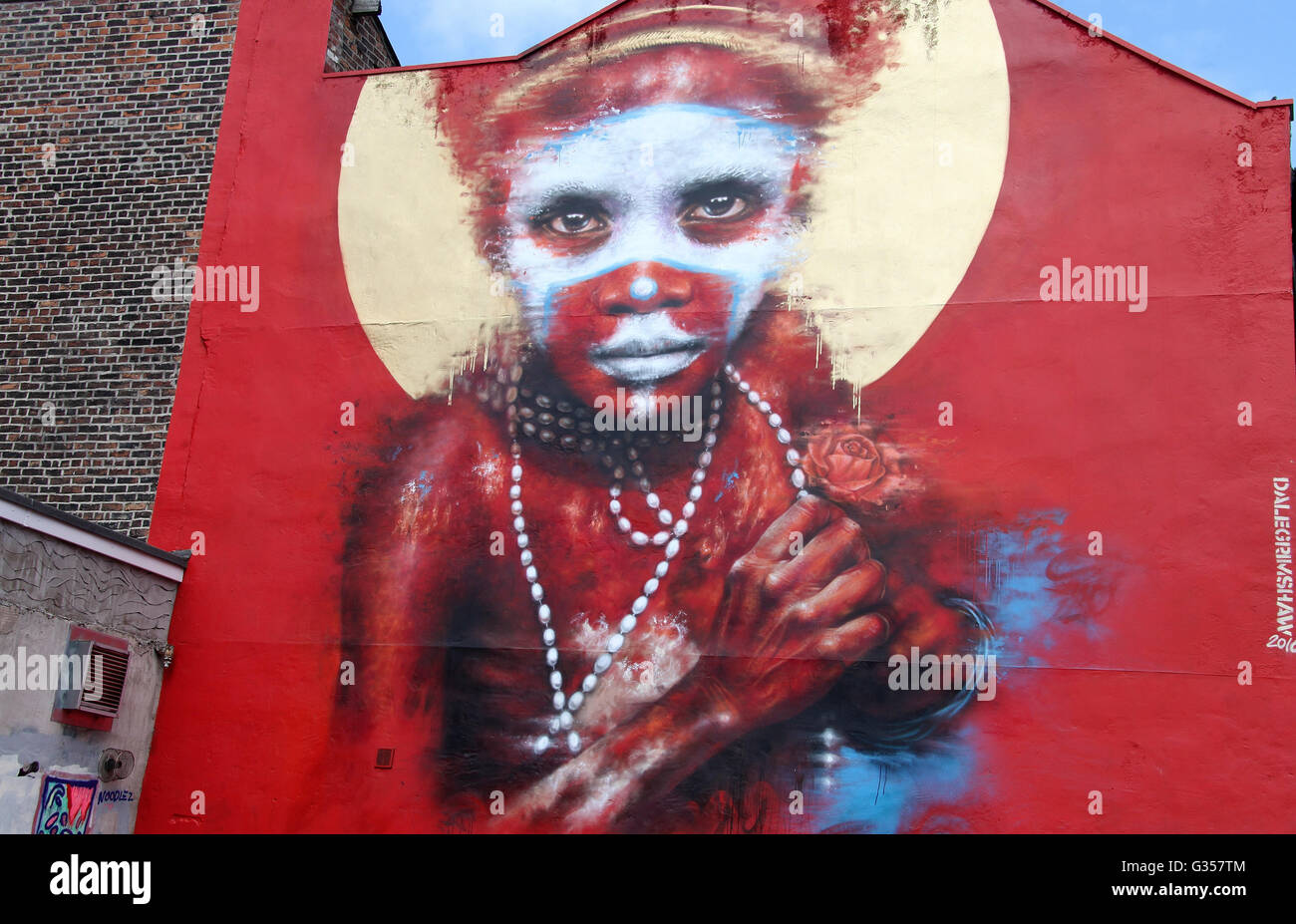 Street art by Dale Grimshaw in the Northern Quarter of Manchester for