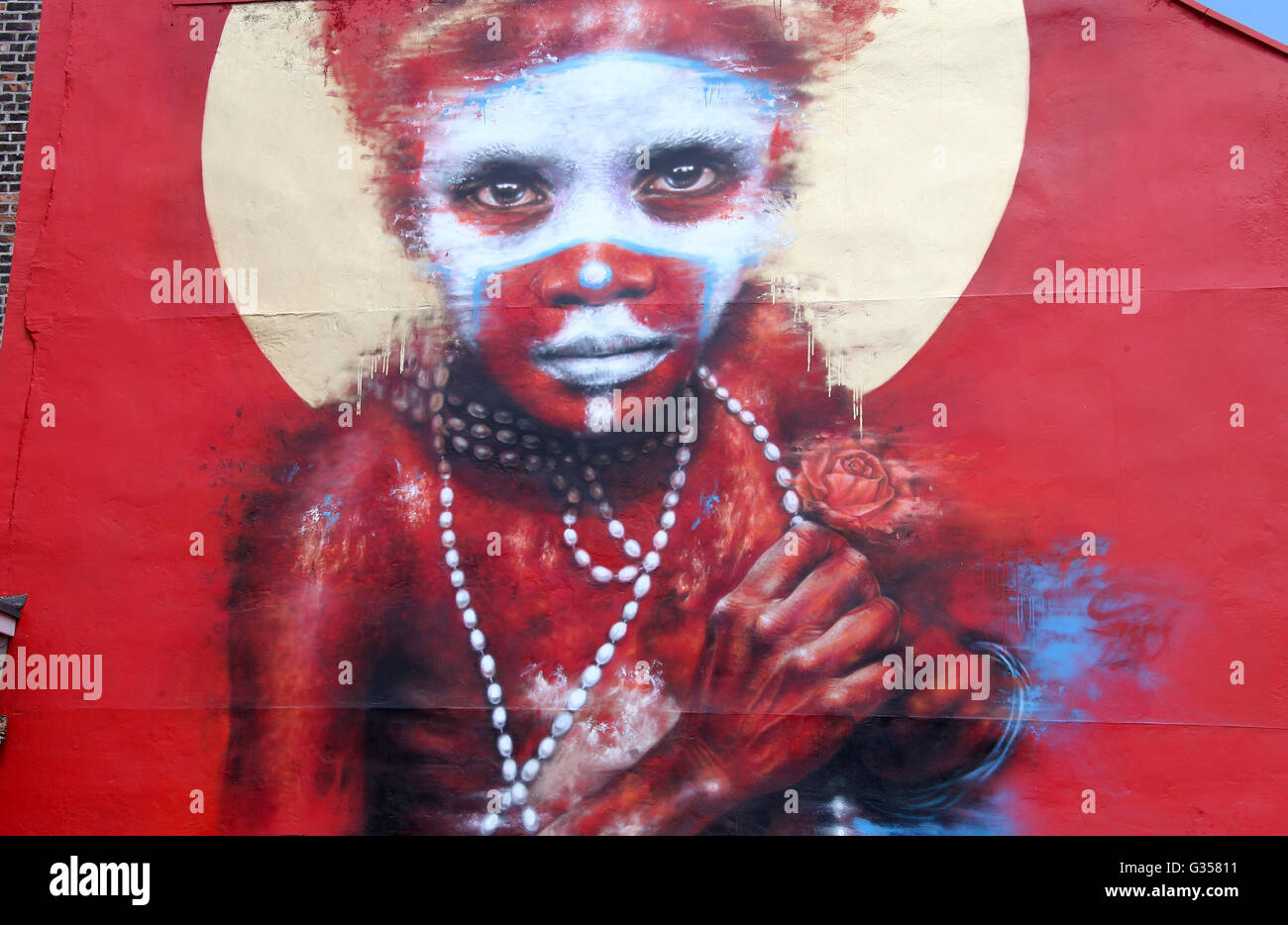 Street art by Dale Grimshaw in the Northern Quarter of Manchester for the Cities of Hope Festival Stock Photo