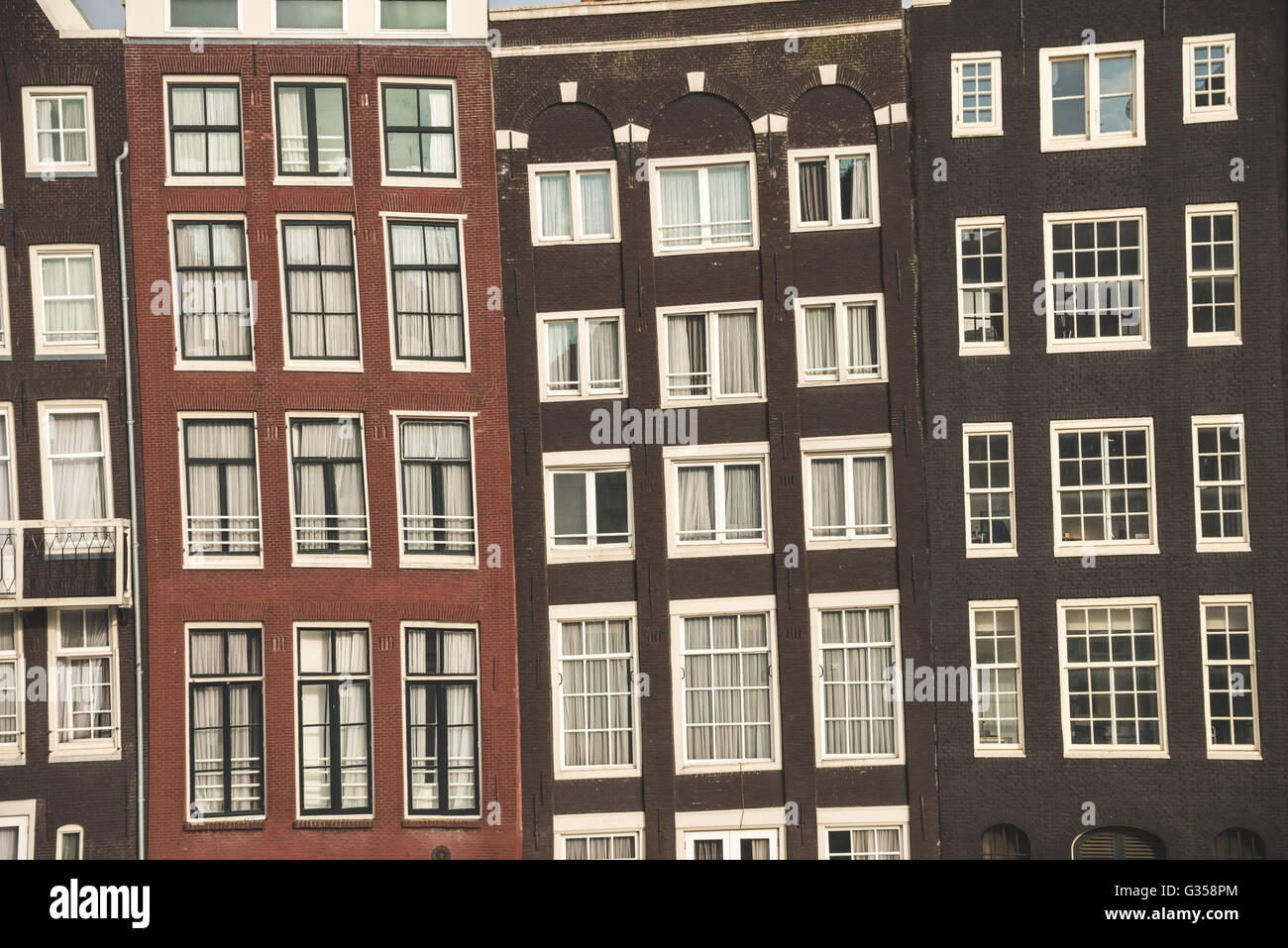 Crooked buildings in Amsterdam Stock Photo
