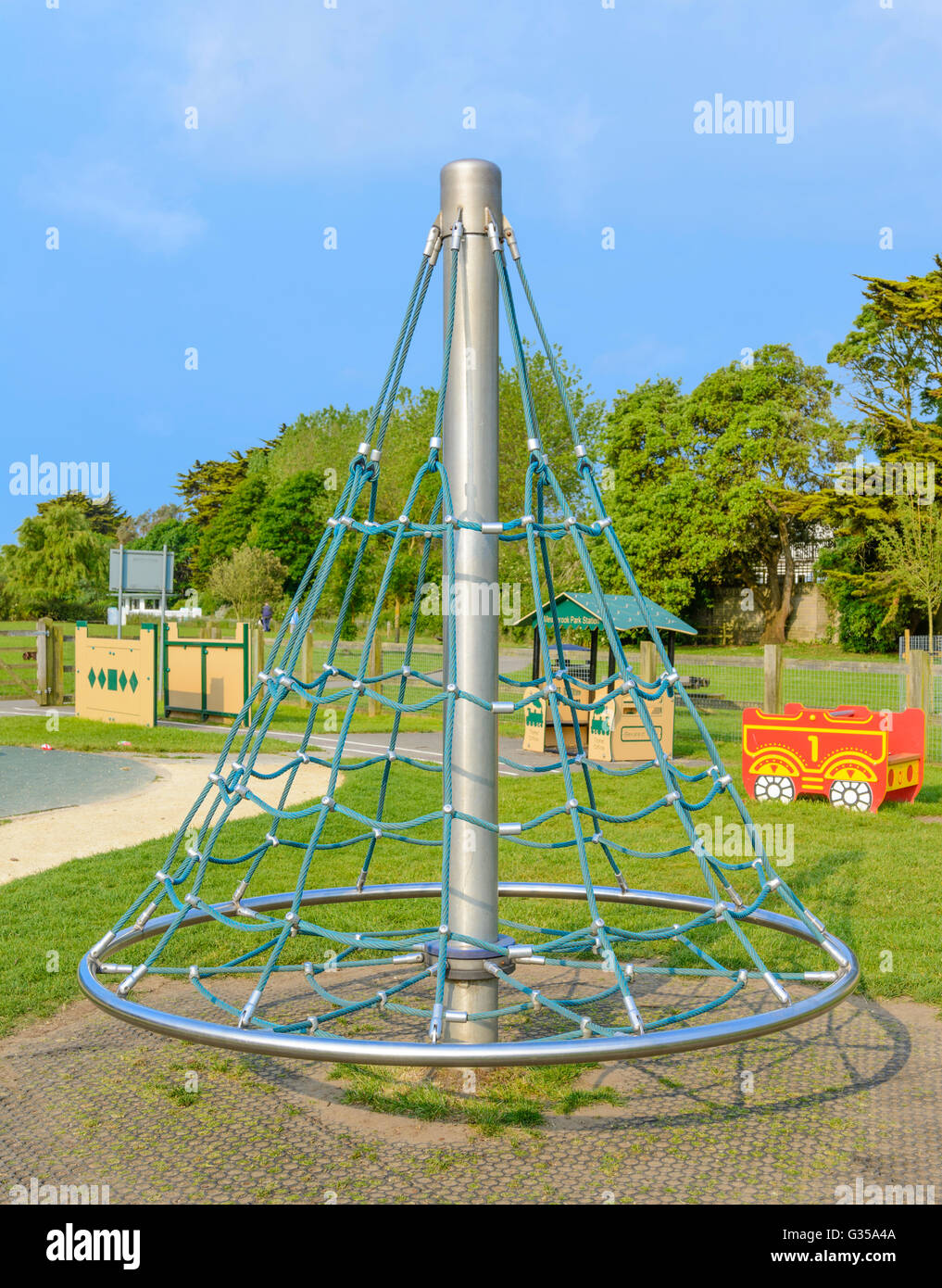 Rope cone climber in a playground Stock Photo Alamy