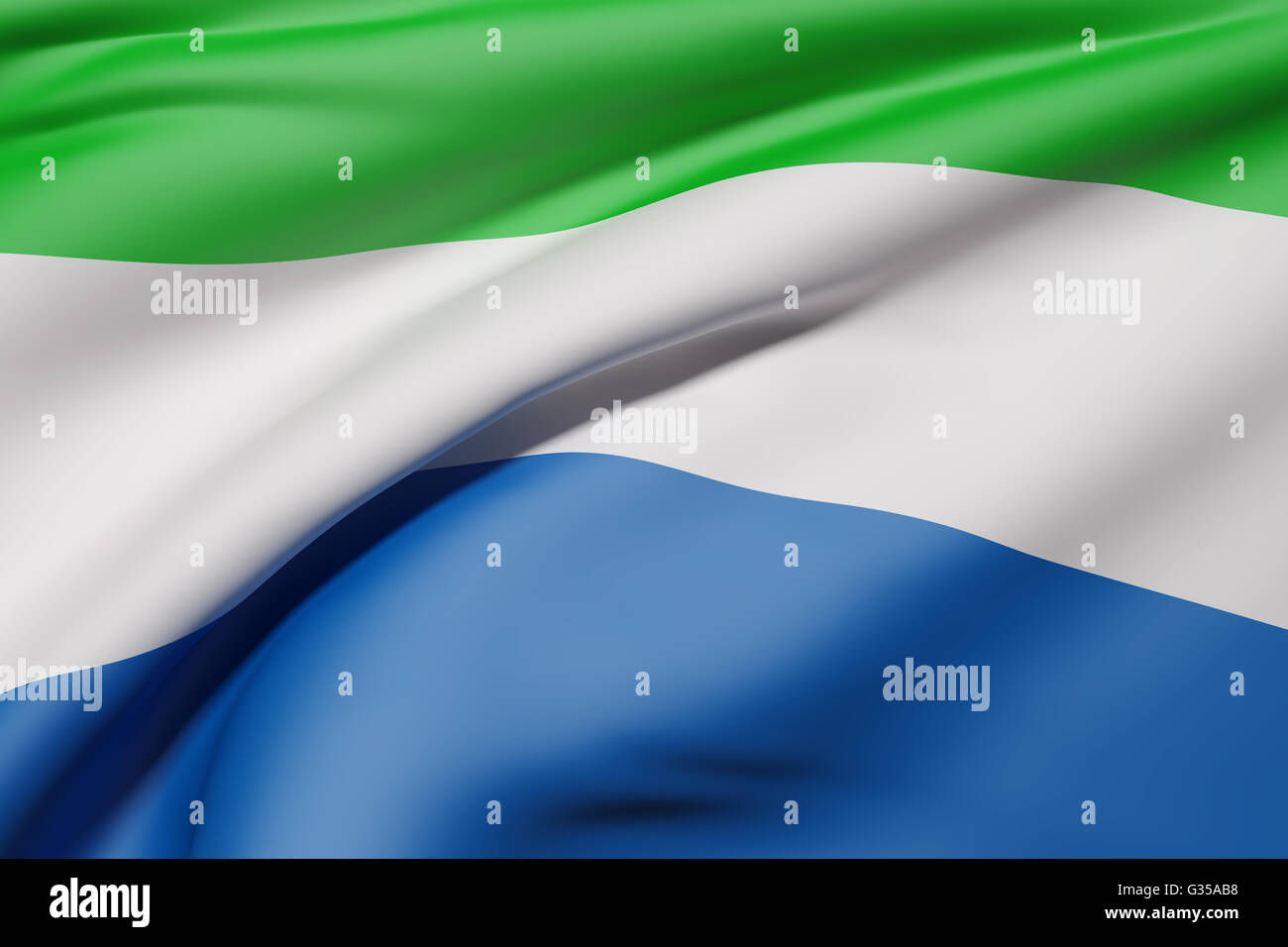 3d rendering of Republic of Sierra Leone flag waving Stock Photo - Alamy