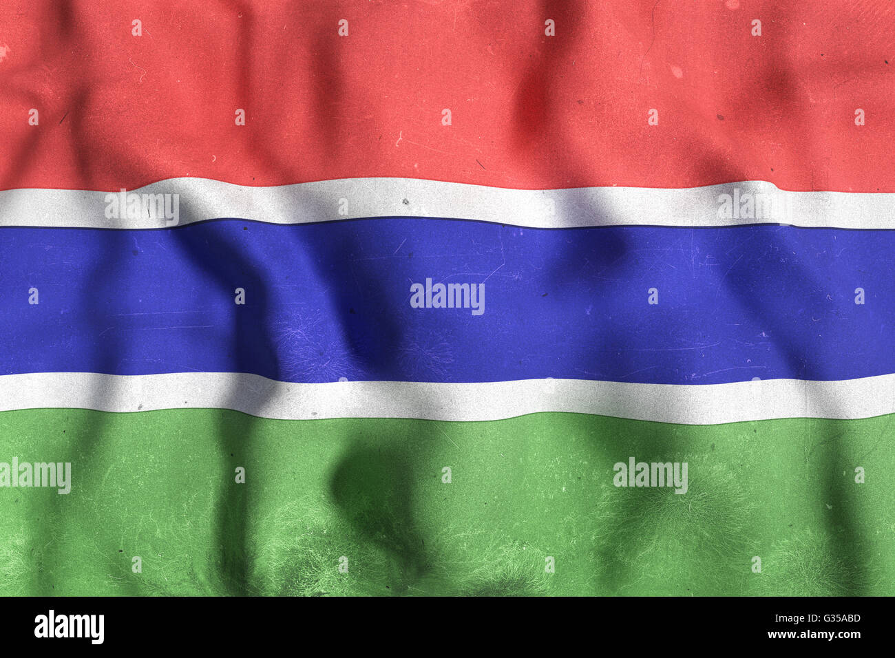 3d rendering of an old and dirty Gambia flag waving Stock Photo - Alamy