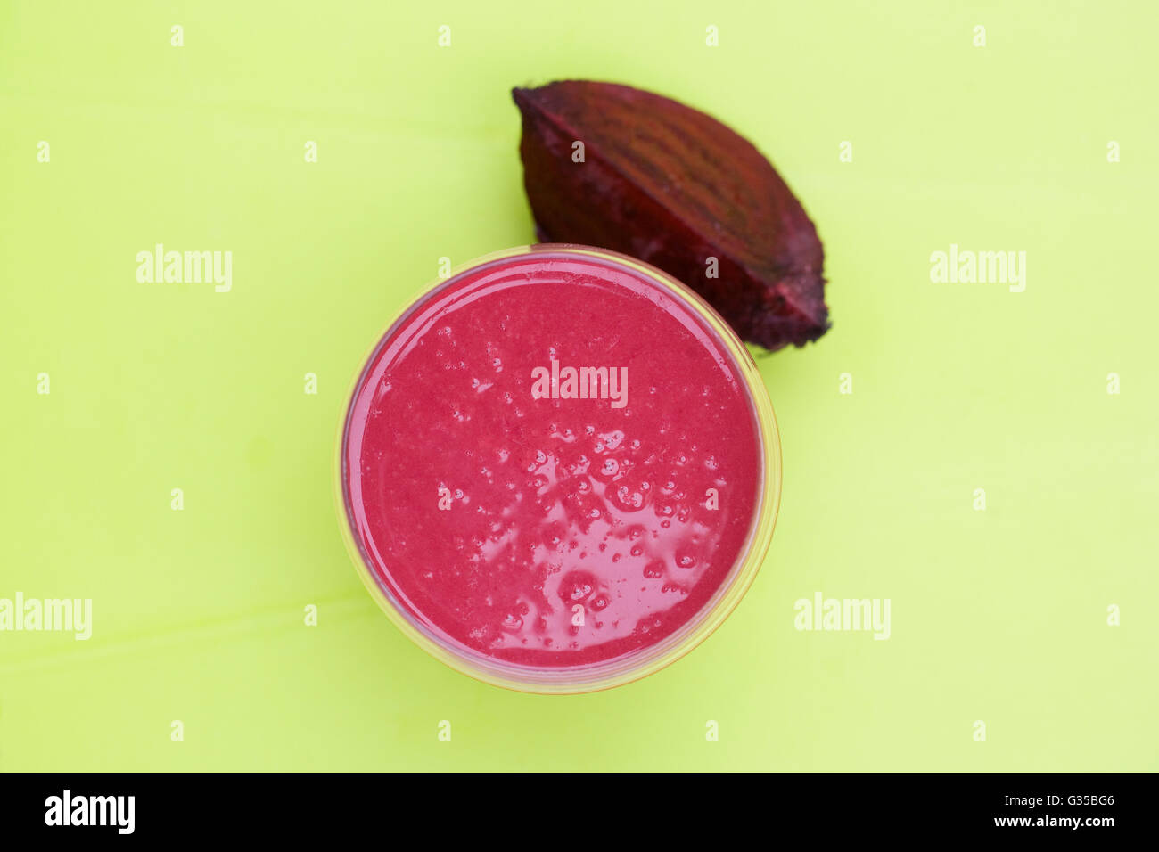 Beetroot smoothie from above. Stock Photo