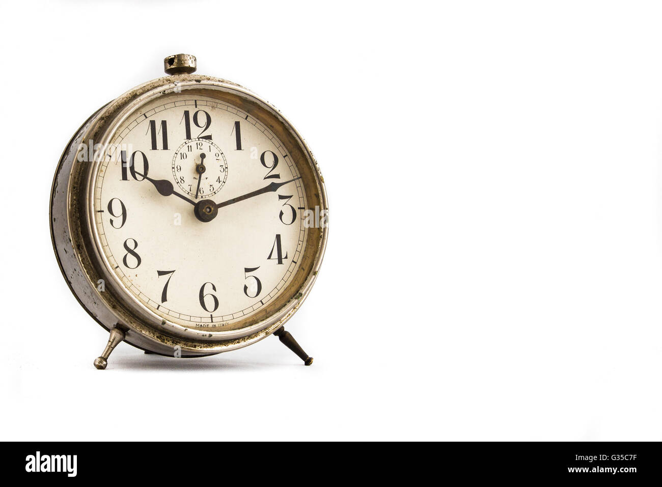 Old alarm clock, isolated on the white background Stock Photo Alamy