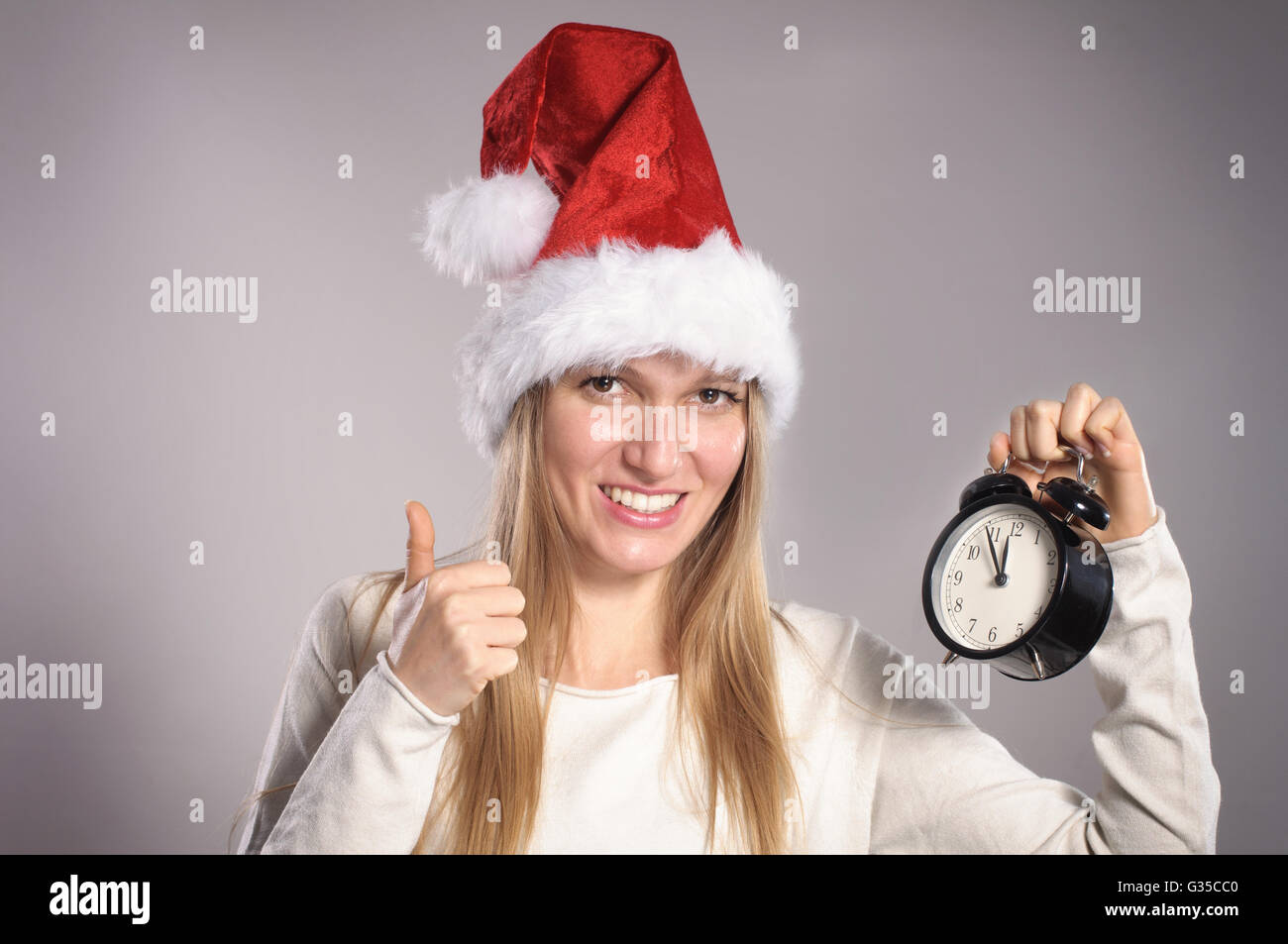 Excited girl santa hat hi-res stock photography and images - Alamy