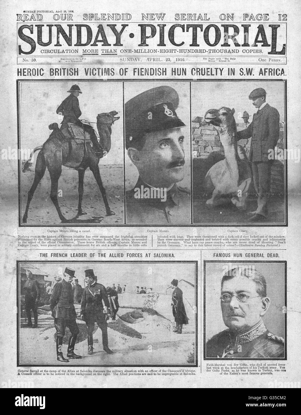 1916 Sunday Pictoriall General war news Stock Photo