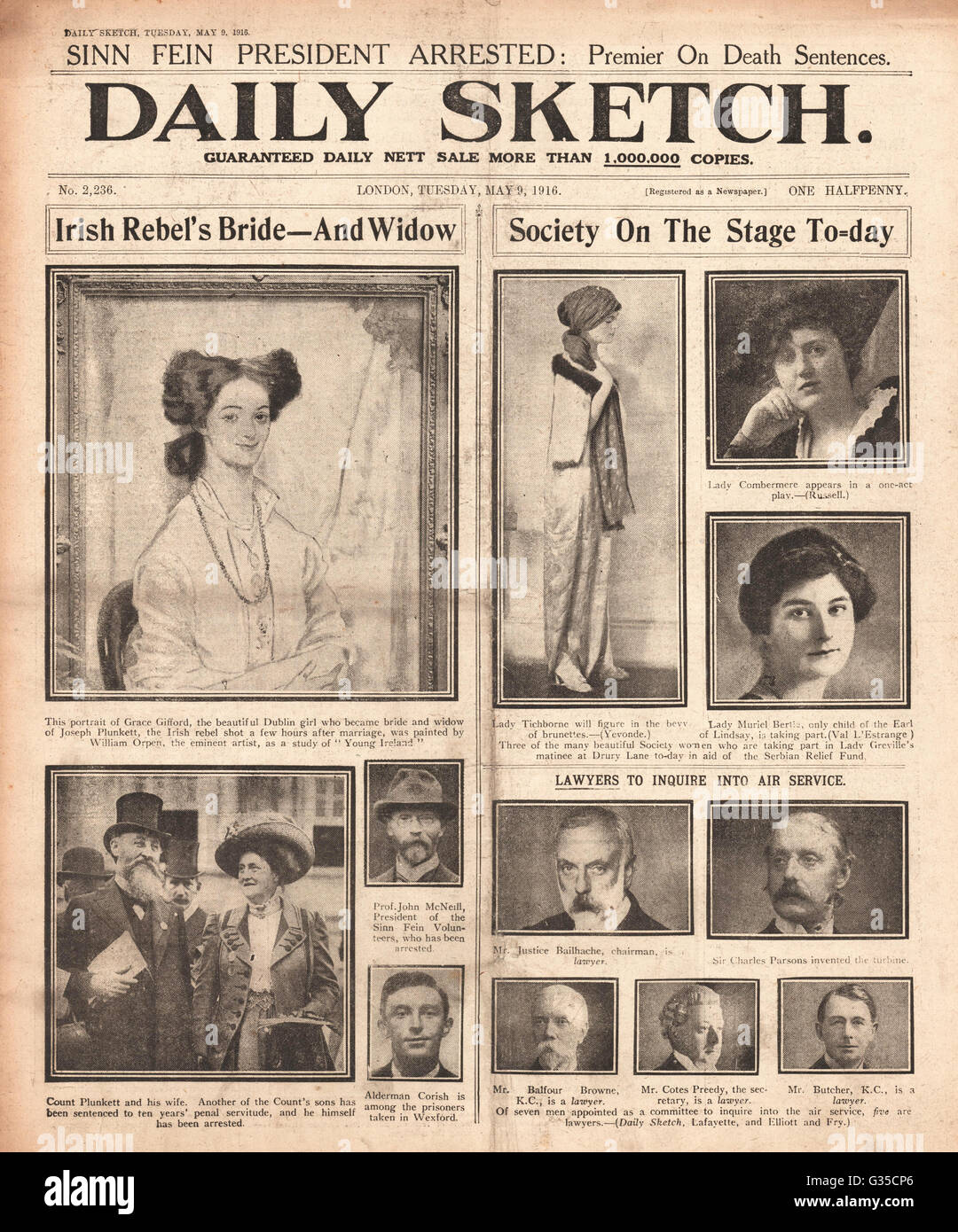 1916 Daily Sketch Widow of Irish rebel Joseph Plunkett Stock Photo Alamy