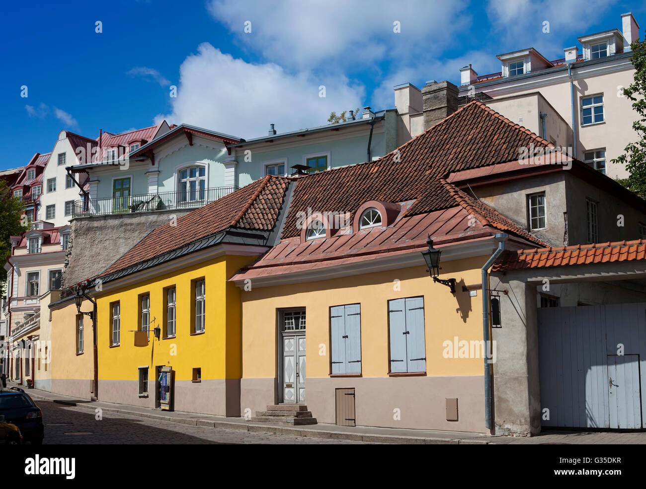 Old houses on the Old city streets. Tallinn. Estonia Stock Photo