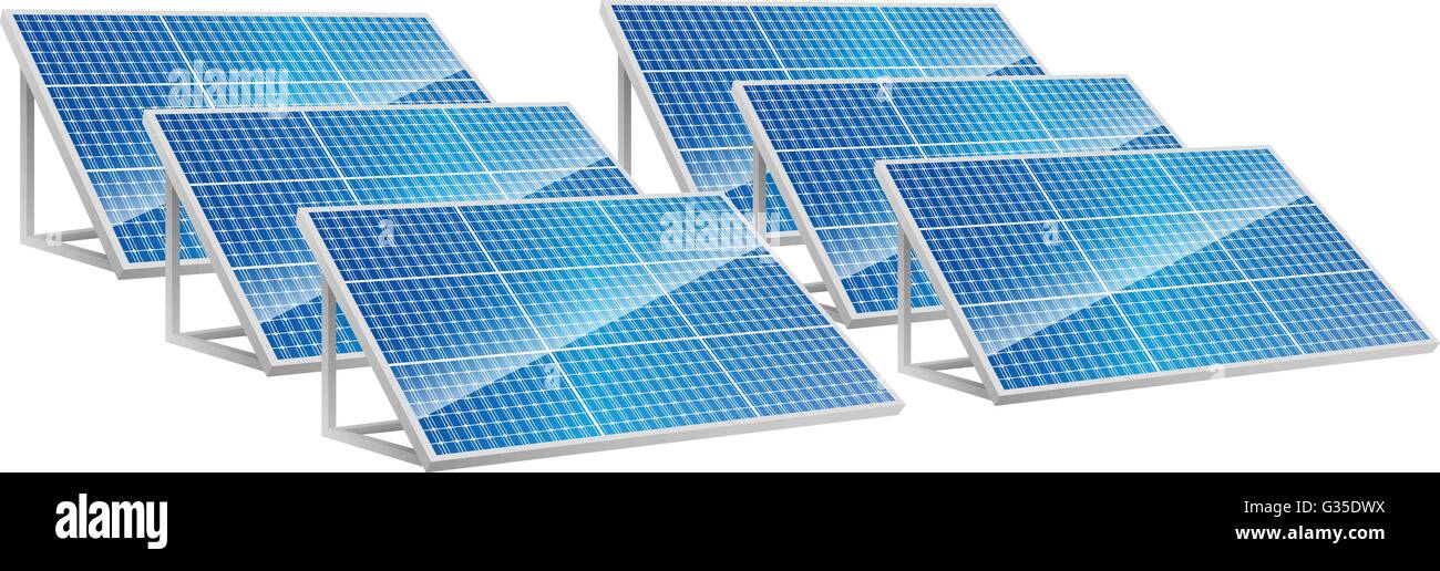 Solar Power Energy, Solar Panels, Renewable Energy Stock Vector