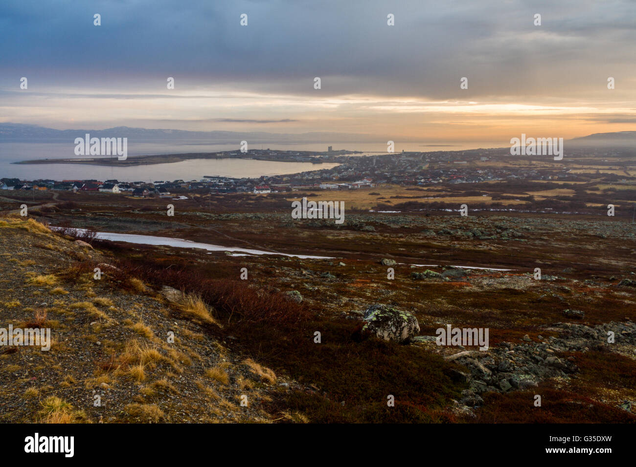 The coastline of Vadsoya, Vadso, Finnmark, Norway. Stock Photo