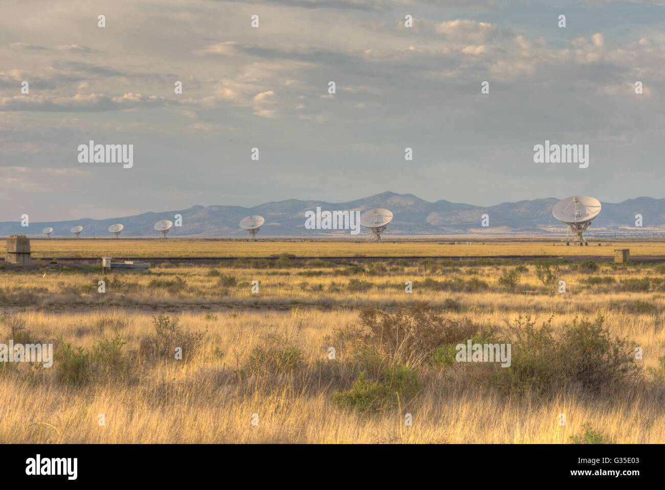 Radio Telescopes at the Very Large Array-National Radio Astronomy Observatory, New Mexico, USA. Stock Photo