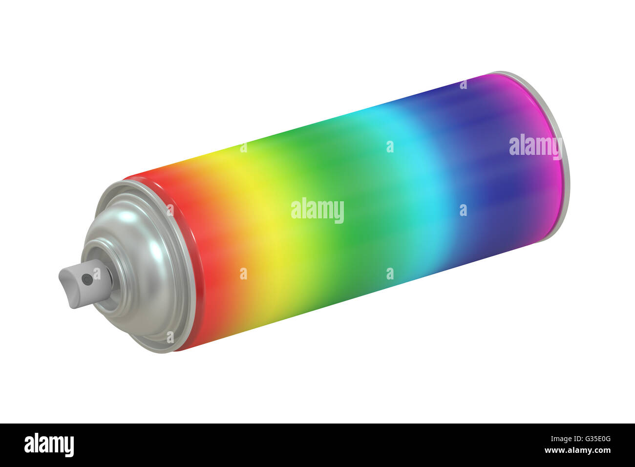 multicolored spray paint can, 3D rendering isolated on white background Stock Photo