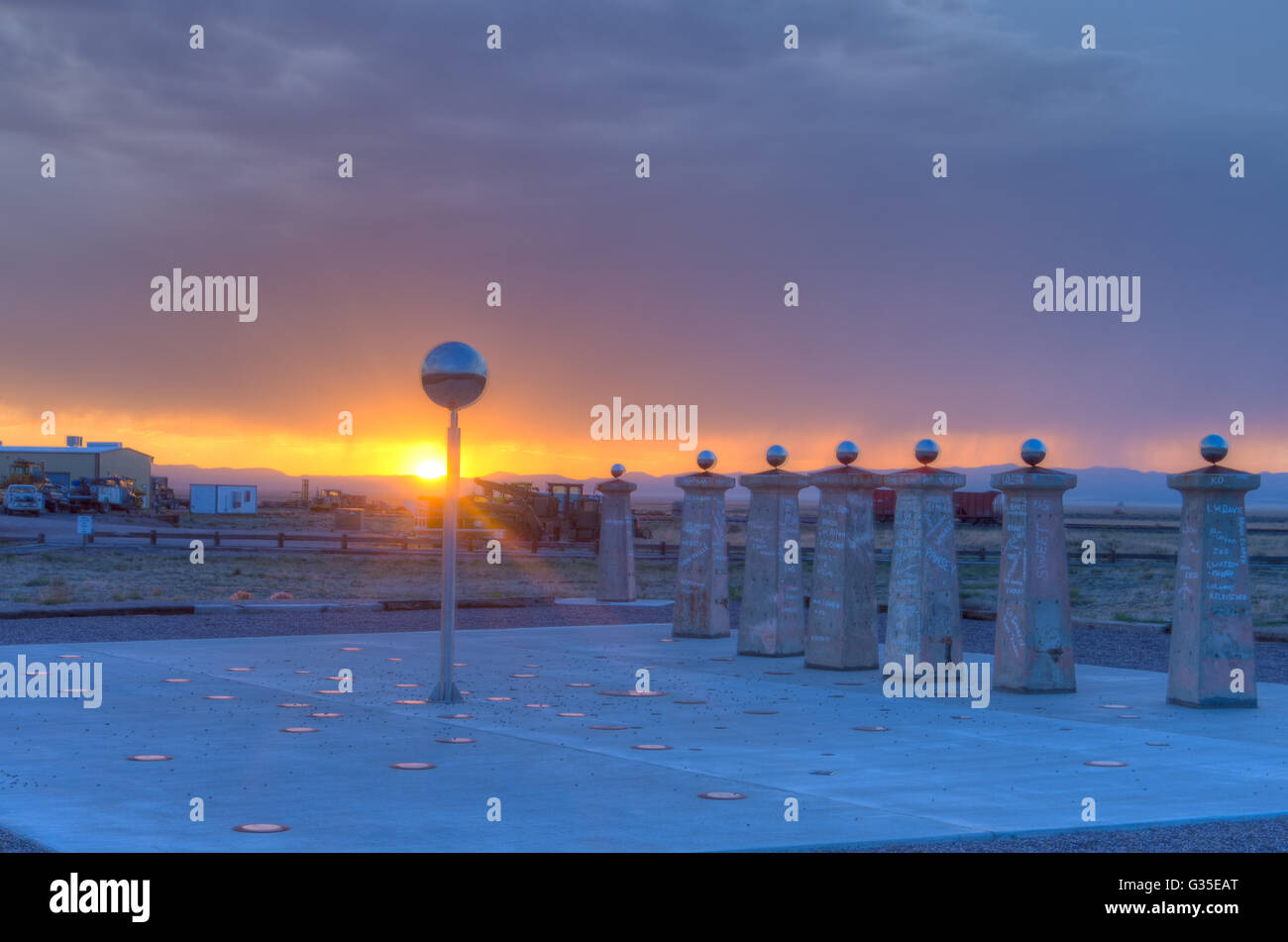 Sun Dial at the Very Large Array-National Radio Astronomy Observatory, New Mexico, USA. Stock Photo