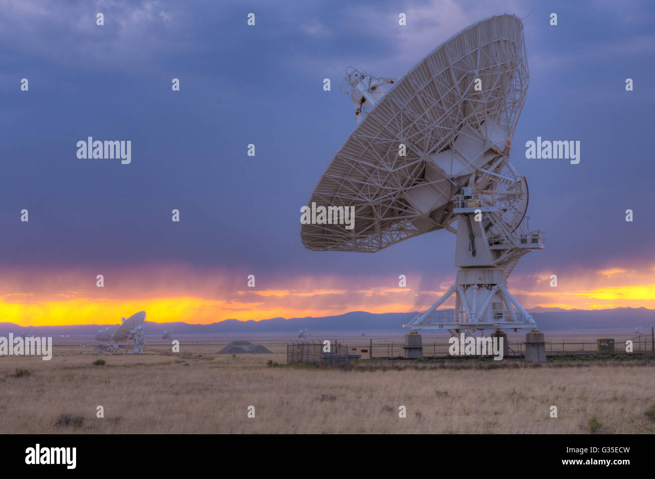 Radio Telescopes at the Very Large Array-National Radio Astronomy Observatory, New Mexico, USA. Stock Photo