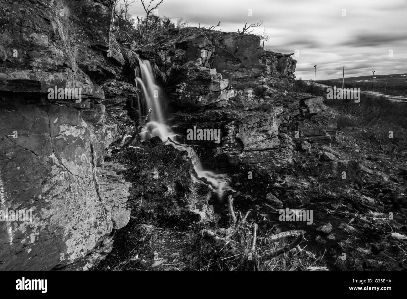 Fossen waterfall in Vadso, Norway Stock Photo