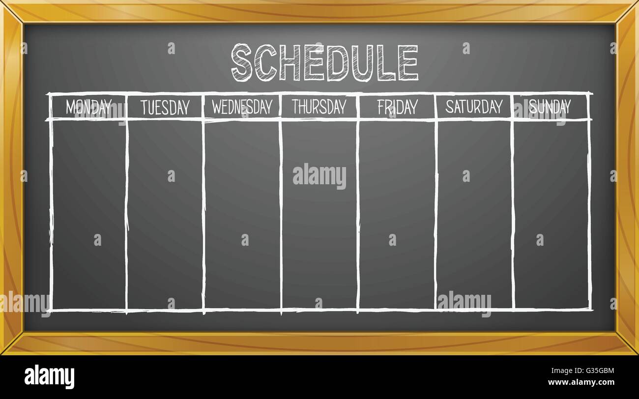 schedule-blackboard-weekdays-calendar-business-stock-vector-image-art-alamy