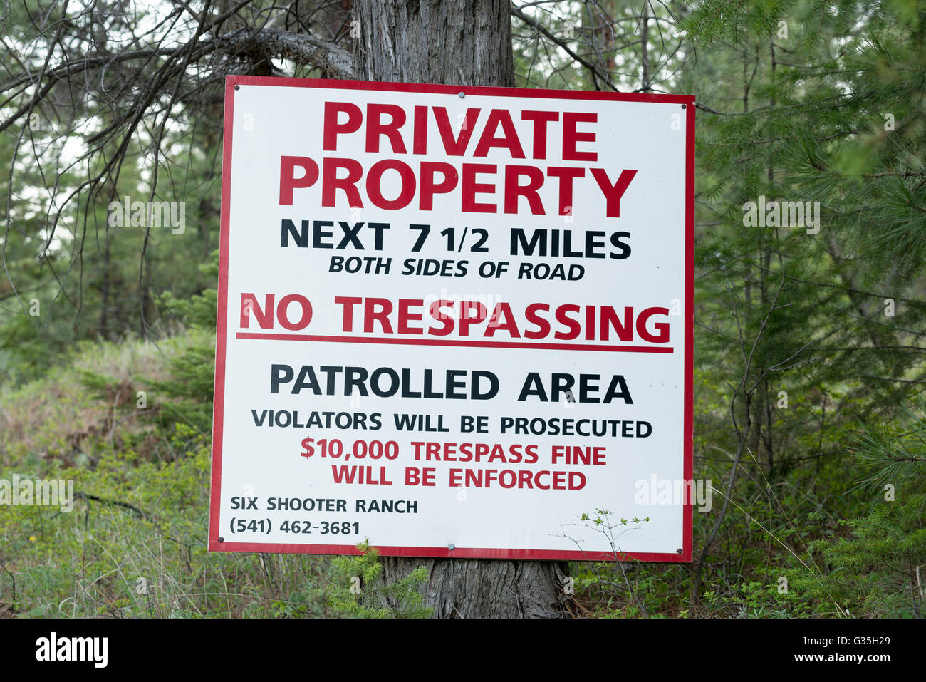 Private property sign in Wheeler County, Oregon Stock Photo Alamy