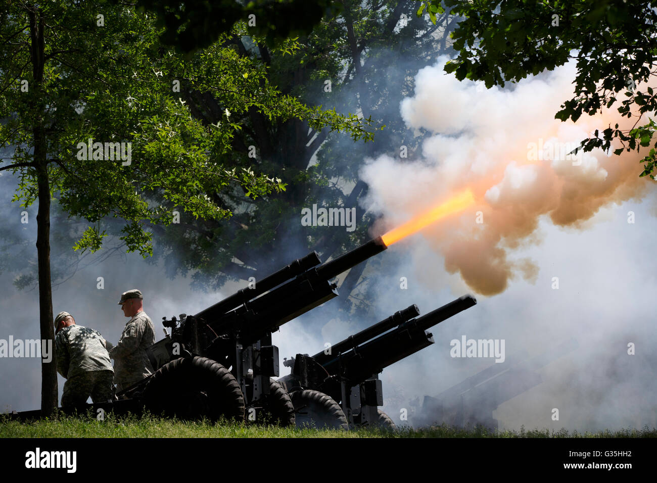 Cannons fire a 21-gun salute on Boston Common Stock Photo - Alamy