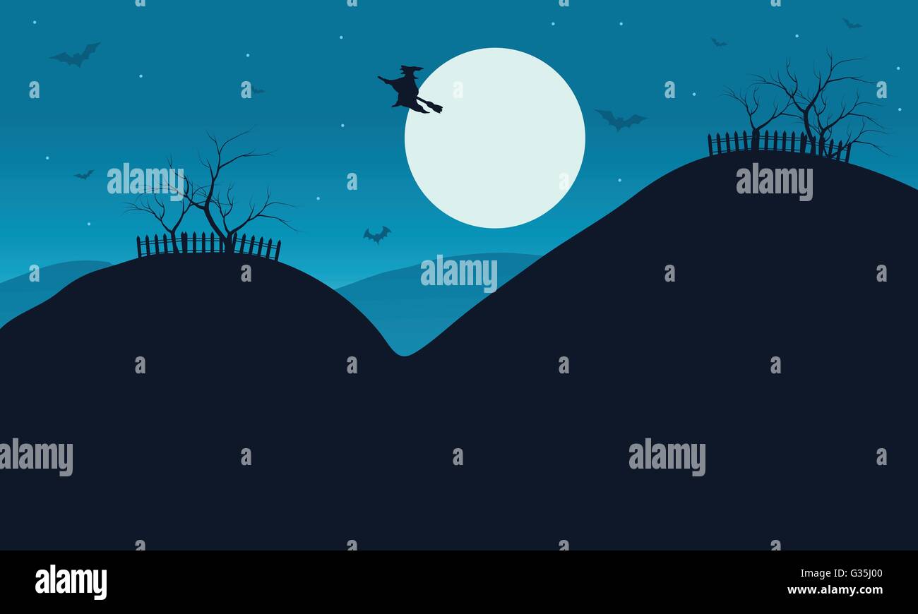 Vector Illustration of Halloween silhouette Stock Vector Image & Art ...