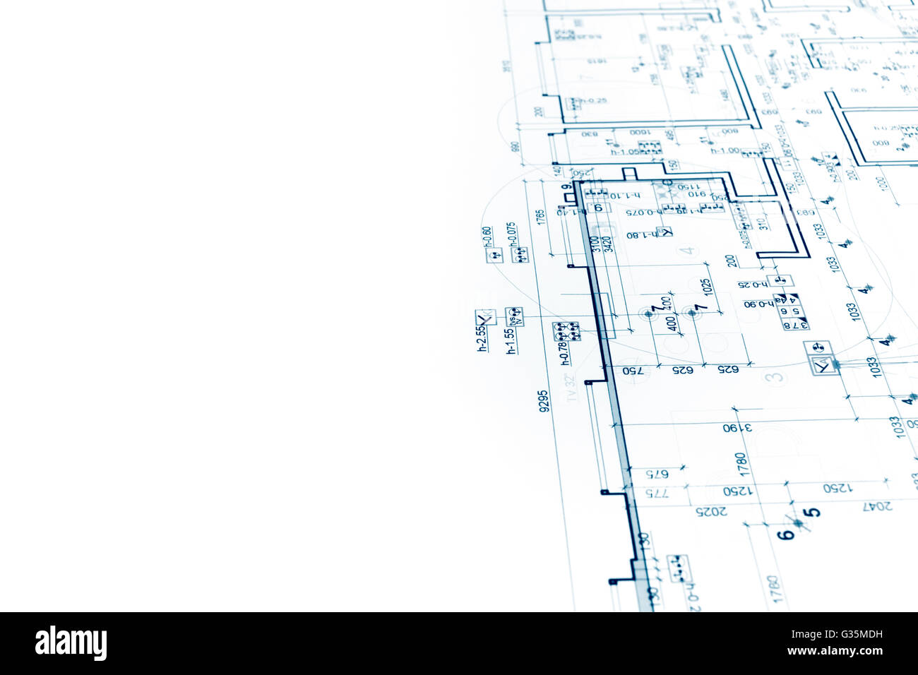 blueprint floor plan, architectural drawing, construction background Stock Photo
